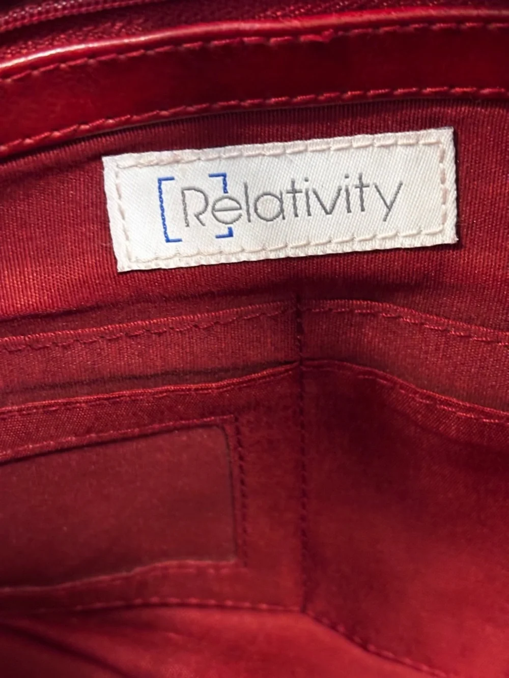 Relativity Red Leather Tote Bag‎ Large Buckle Satchel Shoulder Bag